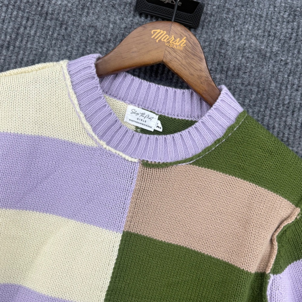 Shop The Mint Sweater Girls XL Multi Color Excellent Split Stripe Crewneck